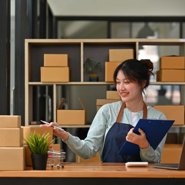 Woman working at a small business
