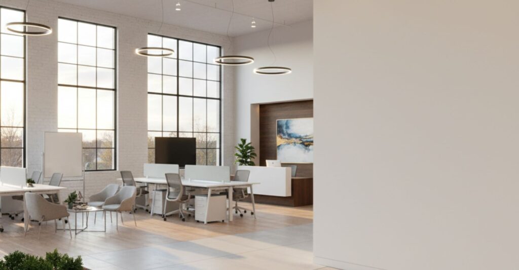 The exterior of a commercial property staged for sale.