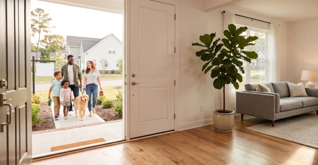 family with dog